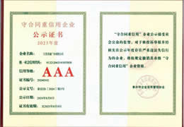2023市级守合同重信用AAA企业