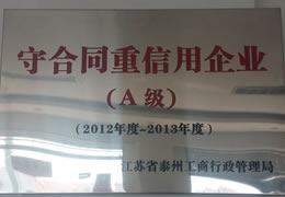 荣获2012年度-2013年度守合同重信用企业
