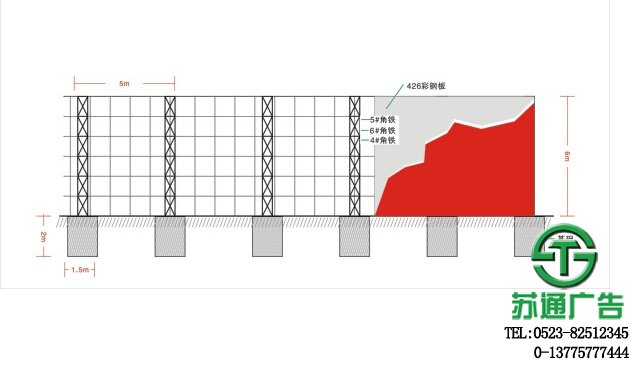 围挡广告制作结构图展示 0523-825123456 围挡广告制作结构图展示